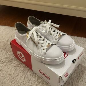 Rieker White and Gold Women's Sneakers